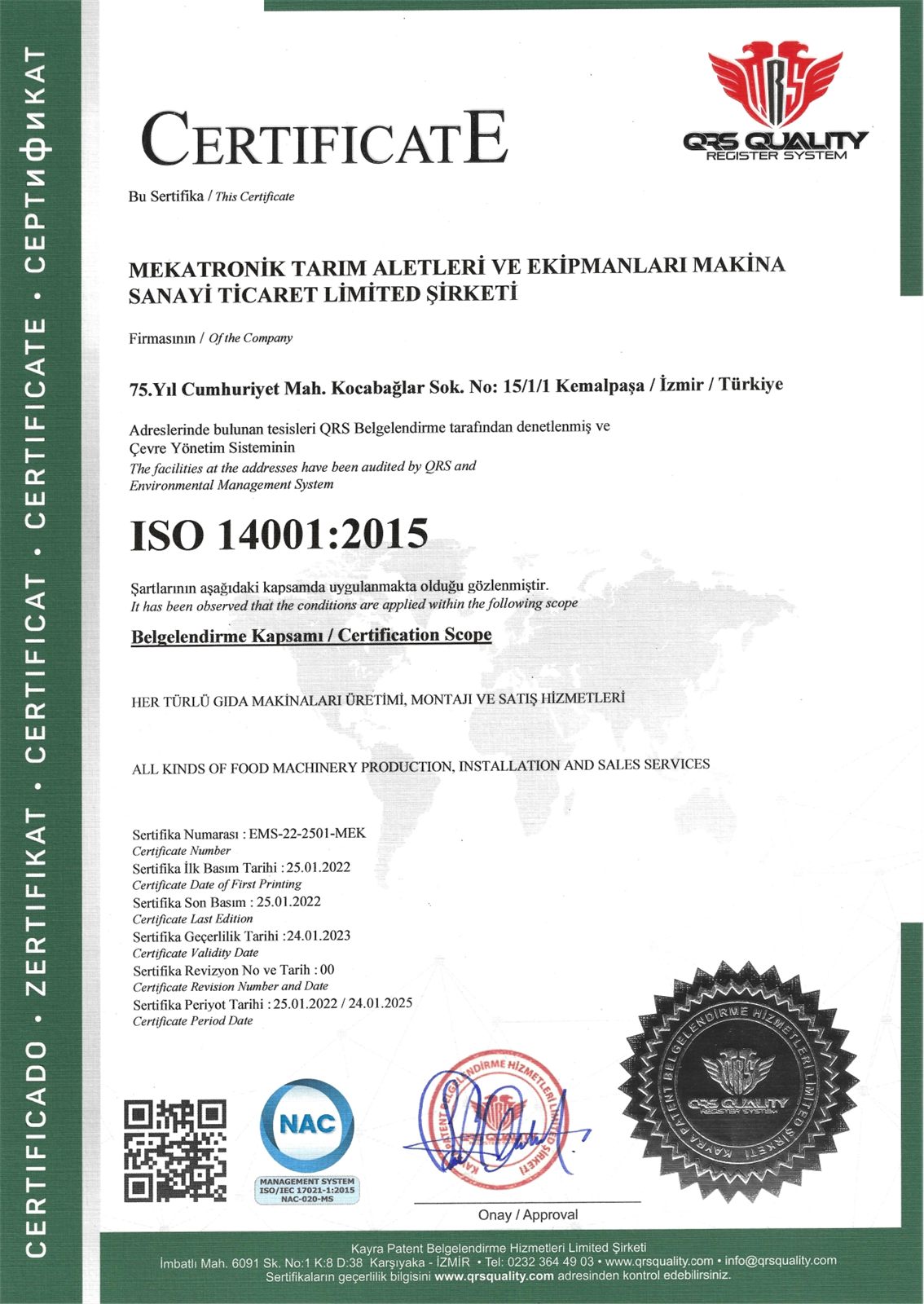 ISO 14001 hujjatining skan nusxasi