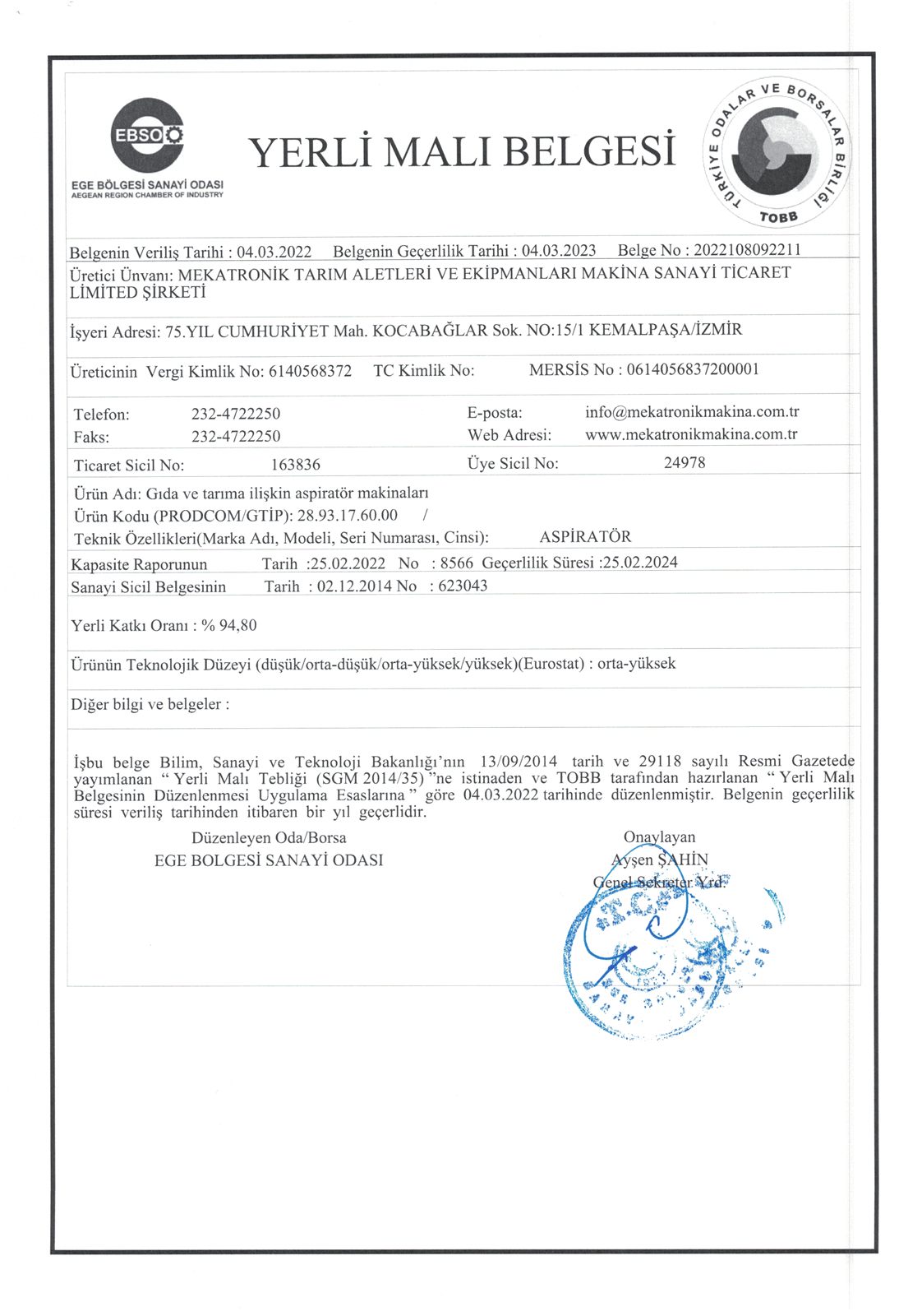 Aspirator hujjatining skan nusxasi