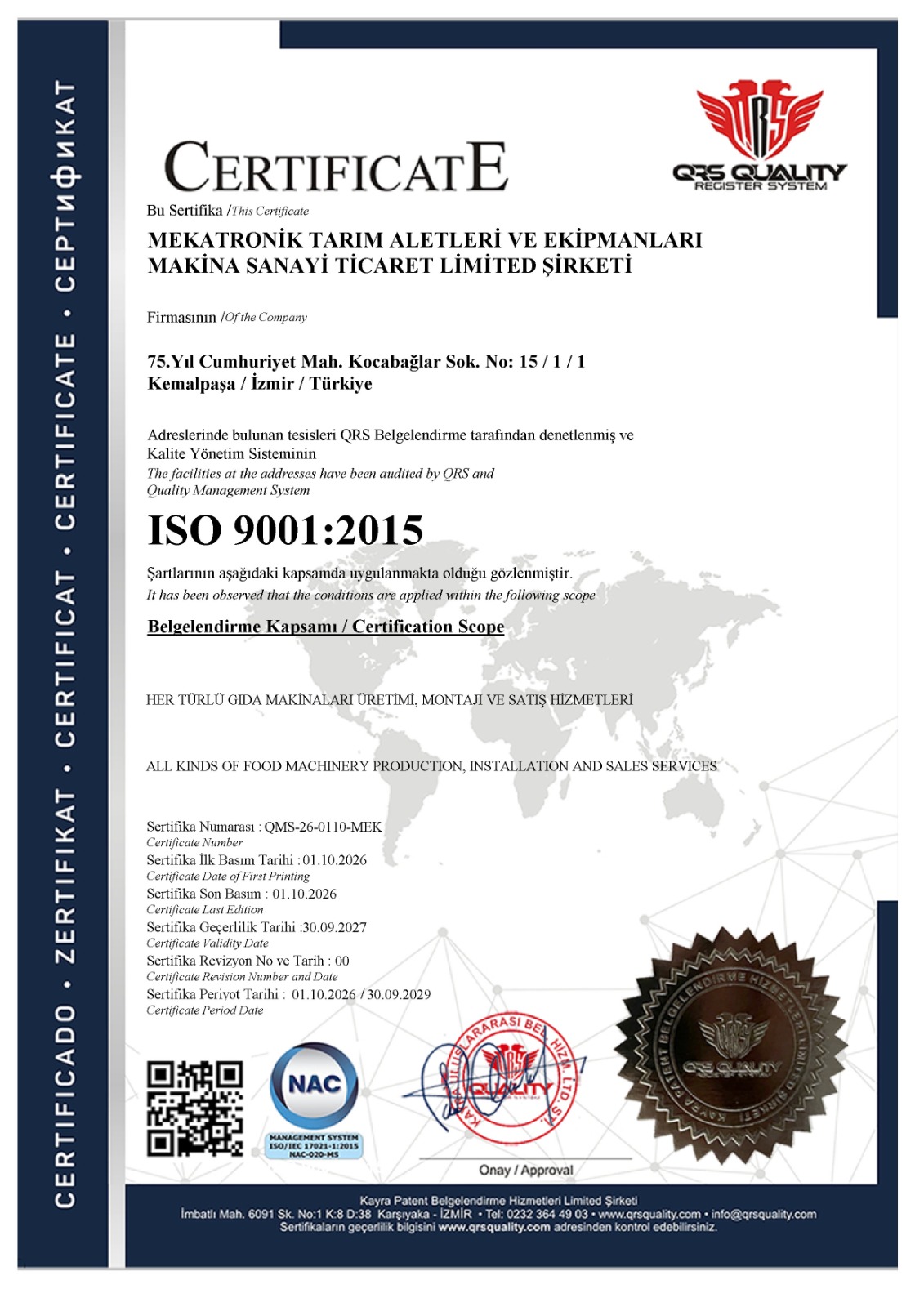 ISO 9001:2015 hujjatining skan nusxasi